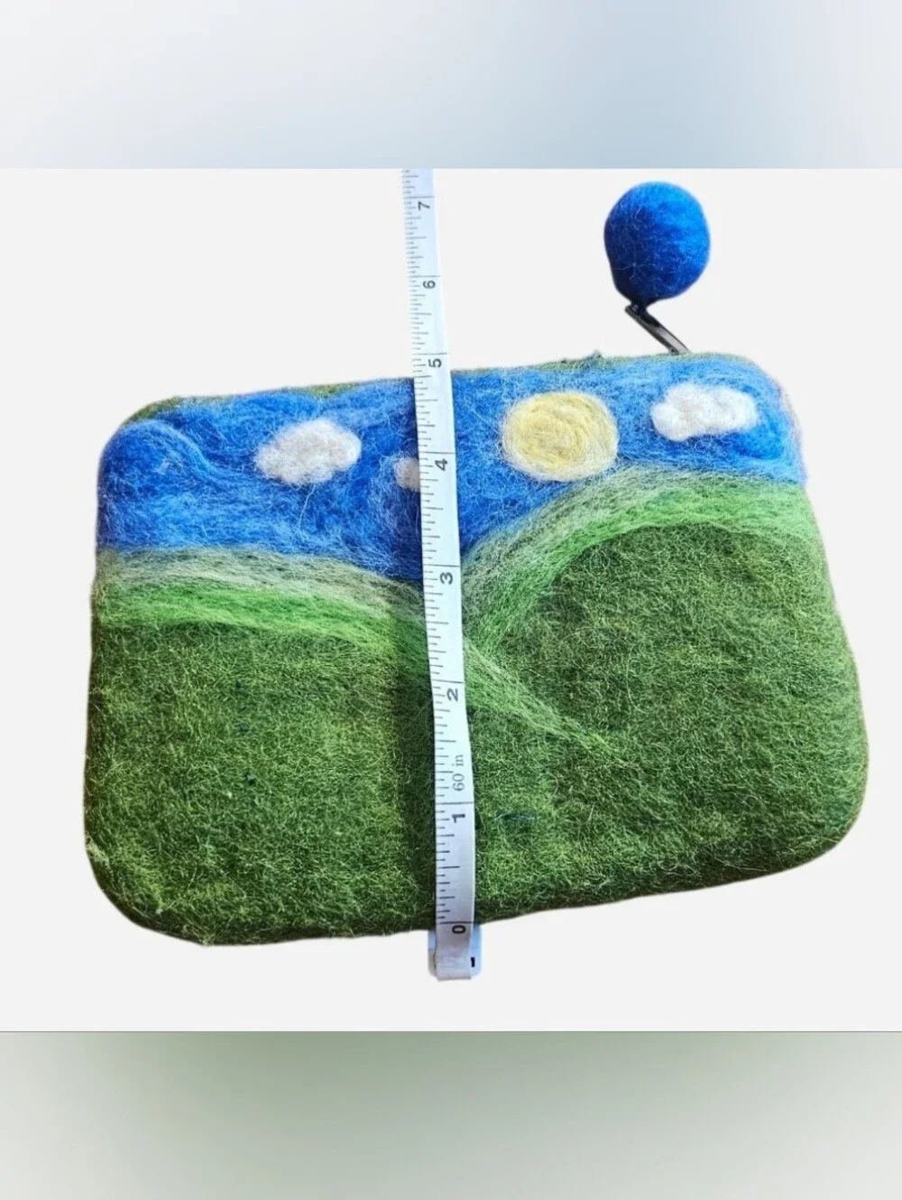 Handmade in Nepal Earthcore Day and Night Rolling Hills Wool Felted Pouch